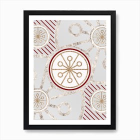 Geometric Abstract Glyph in Festive Gold Silver and Red n.0015 Art Print