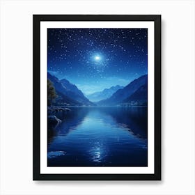 Night Sky Over Lake 1 Art Print