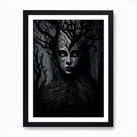 Mystic Tree Woman Potrait Art Print