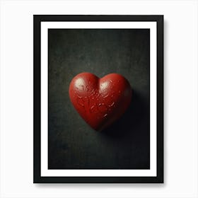 Red Heart On A Dark Background Art Print