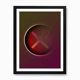 Geometric Neon Glyph on Jewel Tone Triangle Pattern 340 Art Print