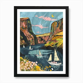 Sailboats On The Cliffs Art Print