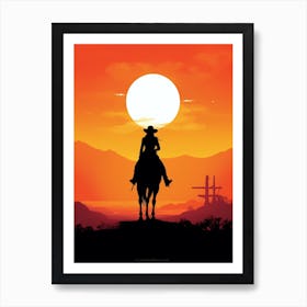 Silhouette Cowgirl 1 Art Print