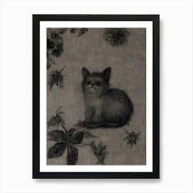 Cat With Flowers Art Print