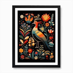 Folk Bird Illustration Lapwing 2 Art Print