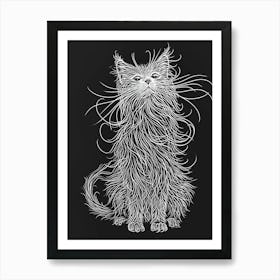 Turkish Angora Cat Minimalist Illustration 4 Art Print