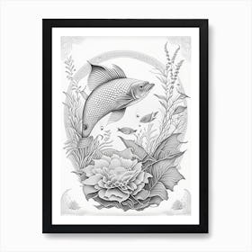 Utsurimono Koi Fish Haeckel Style Illustastration Art Print