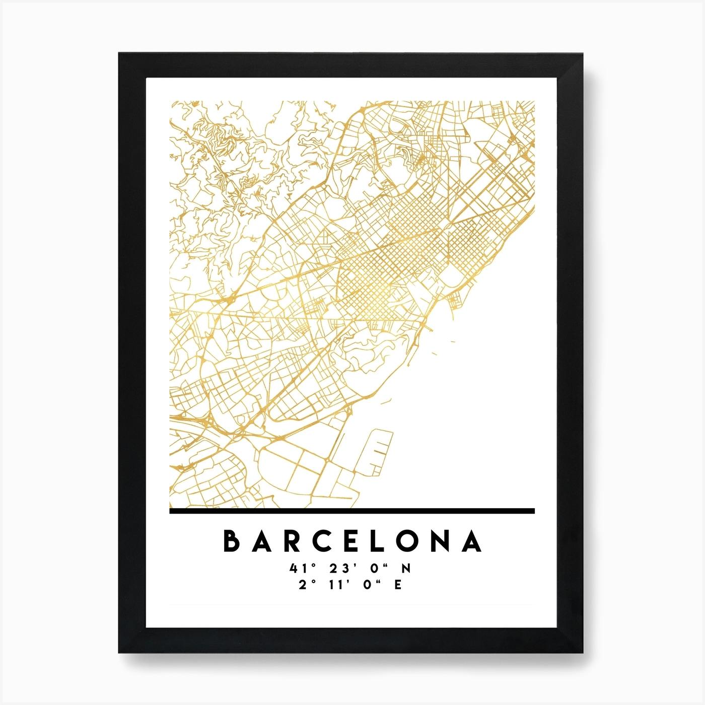 Barcelona City Street Map Print