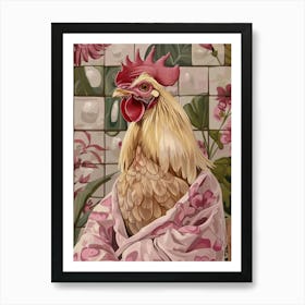 Chicken In A Robe Bathroom Print Tropical Jungle Home Decor Funny Art Print