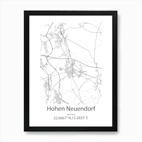 Hohen Neuendorf,Germany Minimalist Map Art Print