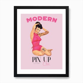 Modern Pin Up Girl with Pink Background Art Print