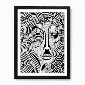 Swirl Hair Serene Face 2 Art Print