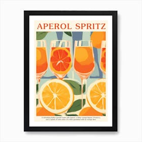 Aperol Spritz Pattern Cocktail Oranges Kitchen Art Art Print