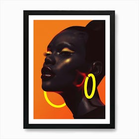 African Woman With Hoop Earrings 5 Art Print