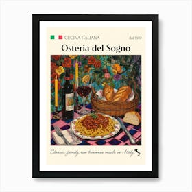 Osteria Del Sogno Trattoria Italian Poster Food Kitchen Art Print