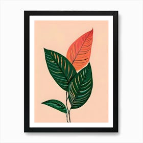 Two Leaves On A Branch Art Print