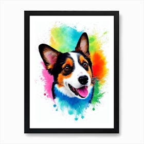 Cardigan Welsh Corgi Rainbow Oil Painting Dog Art Print