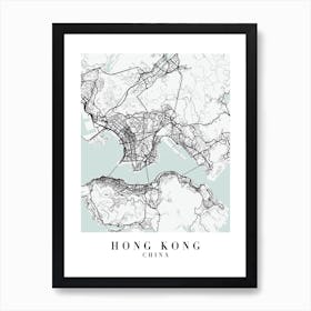 Hong Kong China Street Map Color Art Print