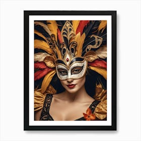 A Woman In A Carnival Mask (22) Art Print
