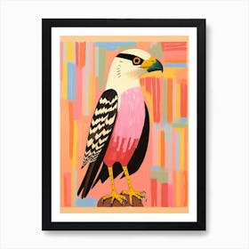 Pink Scandi Crested Caracara 1 Art Print