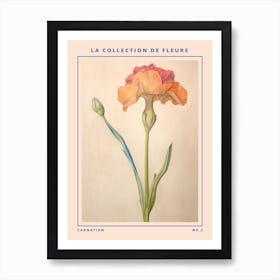 Carnation 2 French Flower Botanical Poster Art Print