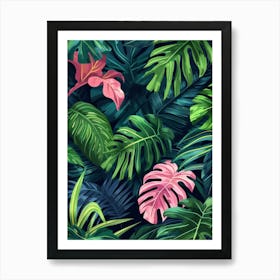 Tropical Leaves Seamless Pattern 31 Art Print