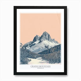 Cradle Mountain Australia Color Line Drawing 7 Poster Art Print