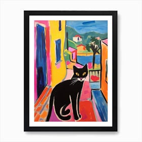 Painting Of A Cat In Naples Italy 1 Art Print
