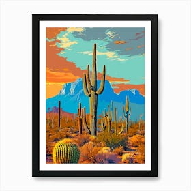 Cactus in the desert Art Print