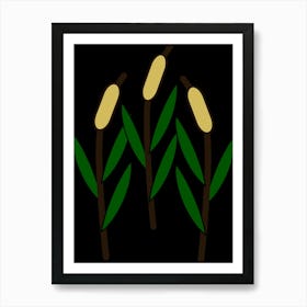 Cattails Aquatic Plant Plant Botanical Flora Marsh Pond Nature Cutout Art Print