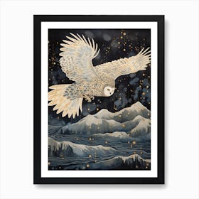 Snowy Owl 3 Gold Detail Painting Art Print