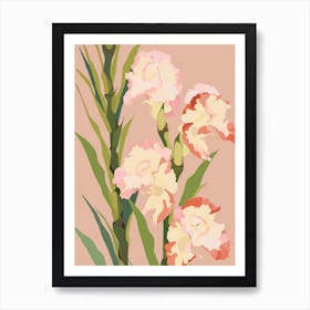 Gladioli Flower Big Bold Illustration 1 Art Print