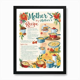 Mother'S Recipe Kitchen Illustration  Art Print