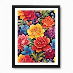 Bright Floral Rainbow Art Print 1 Art Print