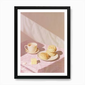 Pink Breakfast Food Crumpets 4 Art Print