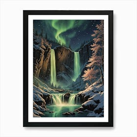 Aurora Twin Falls Art Print