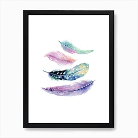 Pink and Mint Feathers Art Print