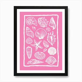 Seashells Hot Pink Art Print