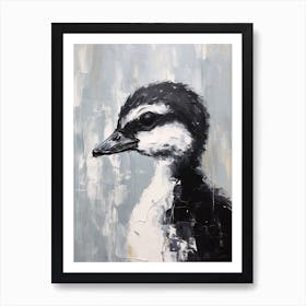 Black & White Impasto Painting Of A Duckling 3 Art Print