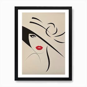Line Art, Lady of NYC, Fashion, Retro, 1950's, Art, Stylish, Wall Print Art Print