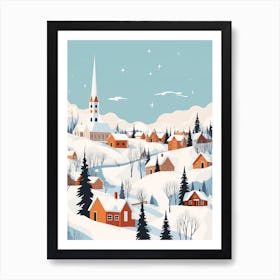 Retro Winter Illustration Abisko Sweden Art Print