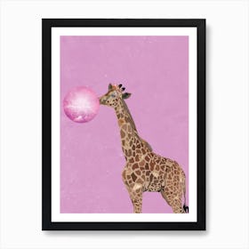 Giraffe Blowing Bubbles Canvas Print Art Print