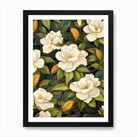 Magnolia Flower Pattern 2 Art Print