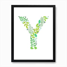 Leafy Letter Y Art Print