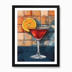 Fruity Orange Martini Watercolour Art Print