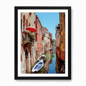 Venice Canal & Red Umbrella, Italy Art Print