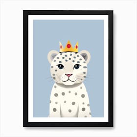 Little Snow Leopard 3 Wearing A Crown Art Print