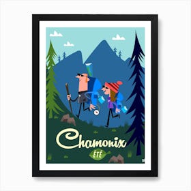 Chamonix Ete Poster Blue & Green Art Print