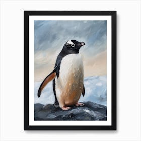 Adlie Penguin Bartolom Island Oil Painting 2 Art Print