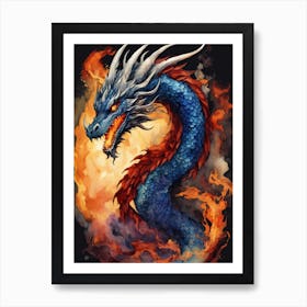 Dragon In Fire Art Print